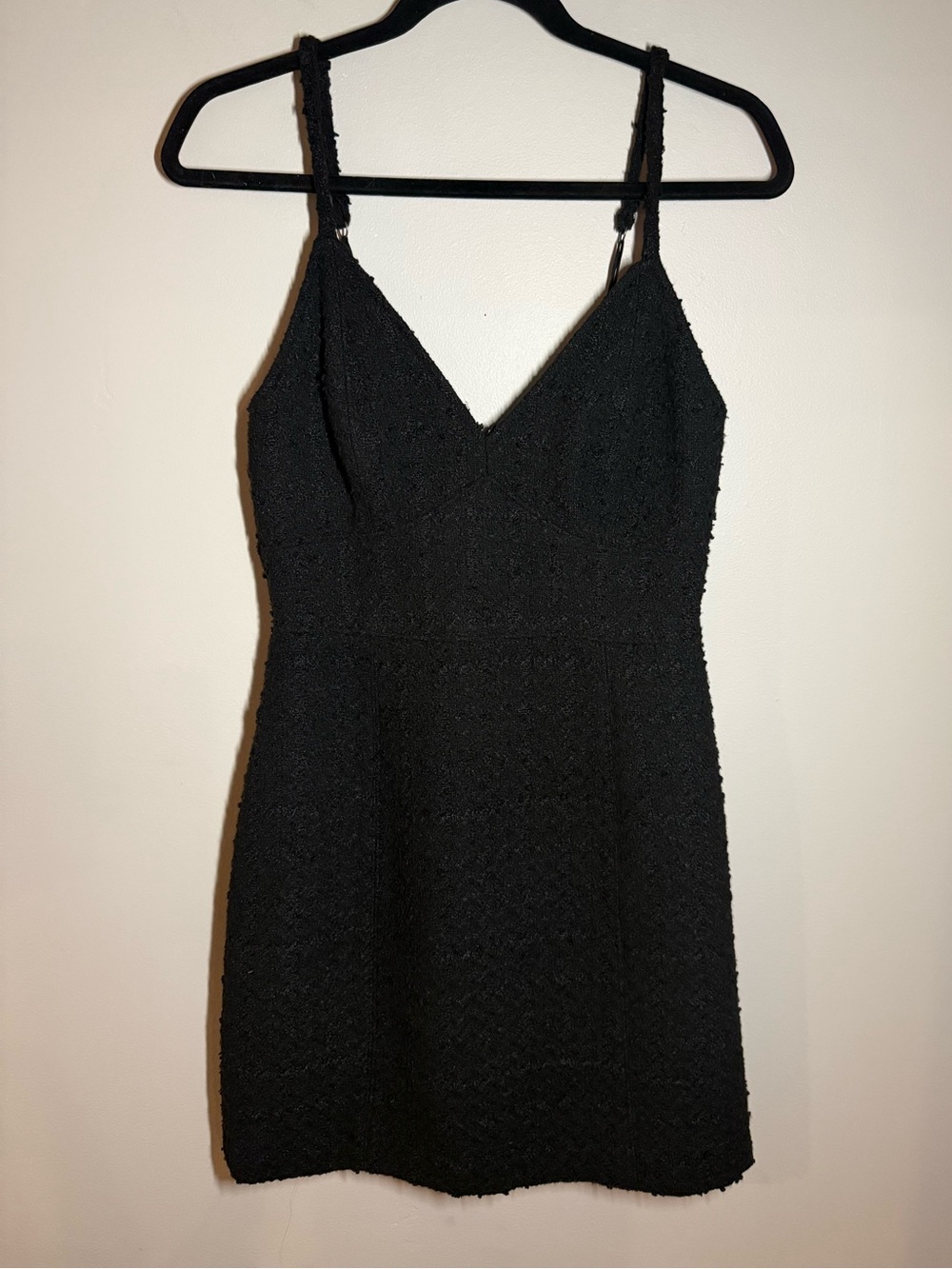 Abercrombie & Fitch Black Textured V-Neck Mini Dress